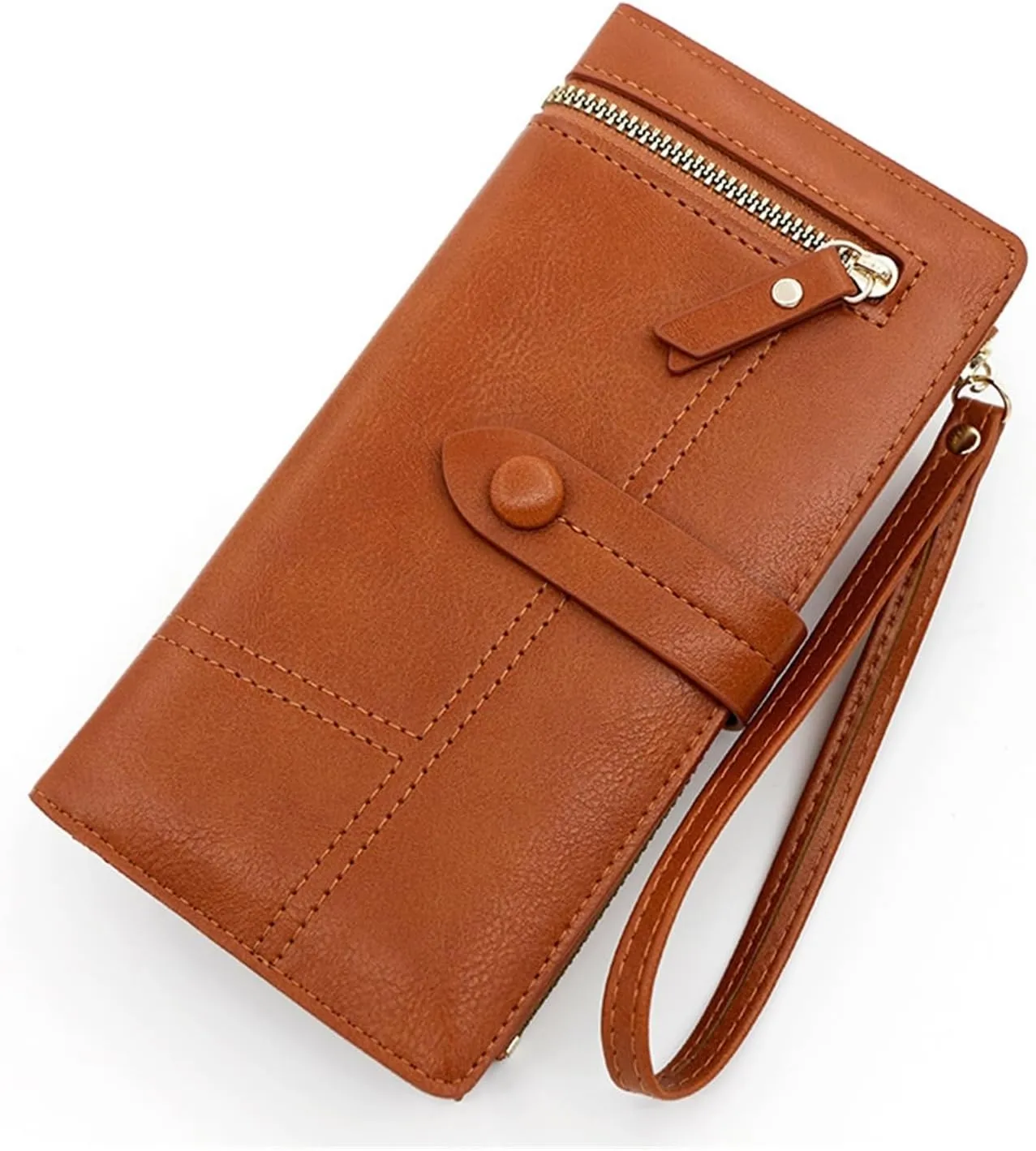 Large Capacity Multi-card Coin Purse Buckle Zipper Long Purse for Women(white-Patch five-pointed star4)