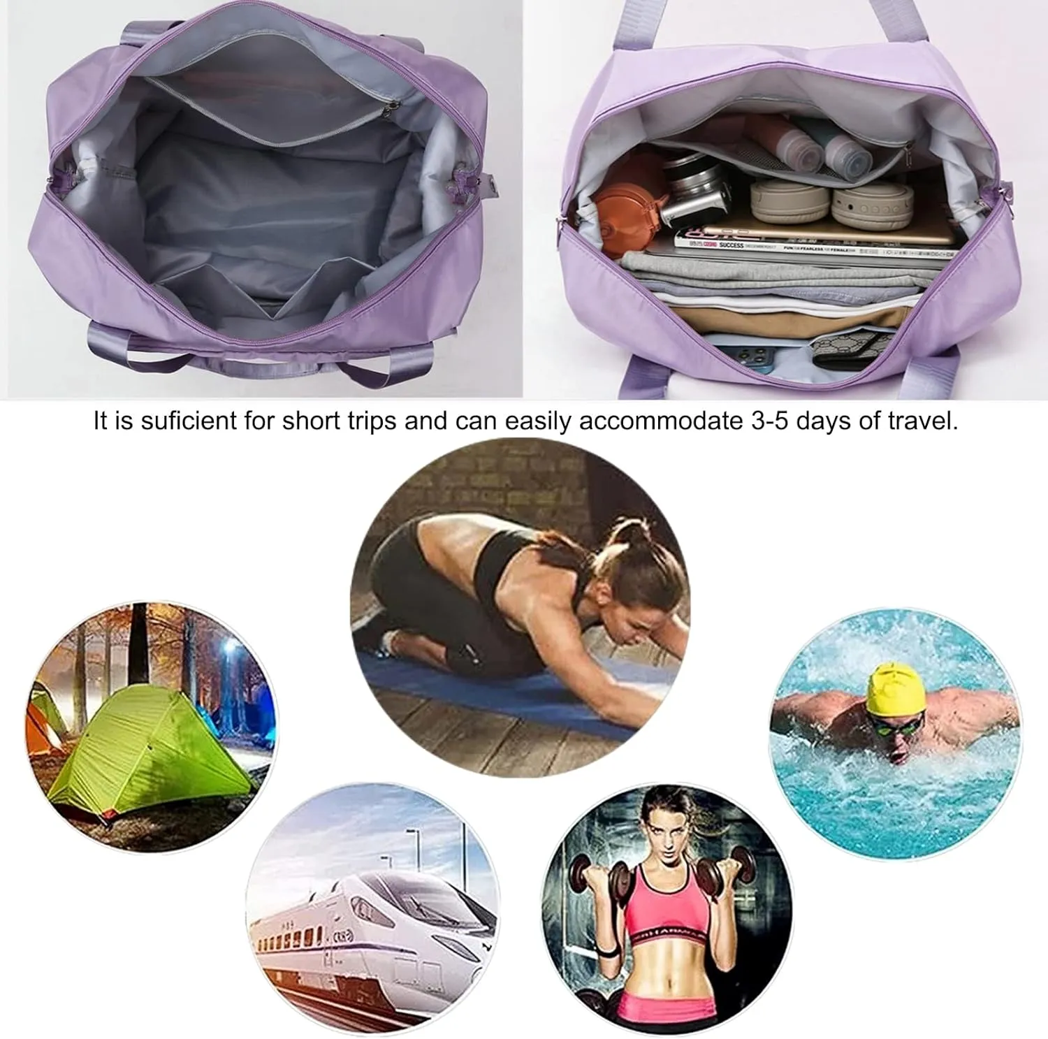 Large Capacity Travel Bag, Foldable Travel Bag, Expandable Travel Duffel Bag, Collapsible Waterproof Large Capacity Travel Handbag, Overnight Bag for Women and Man