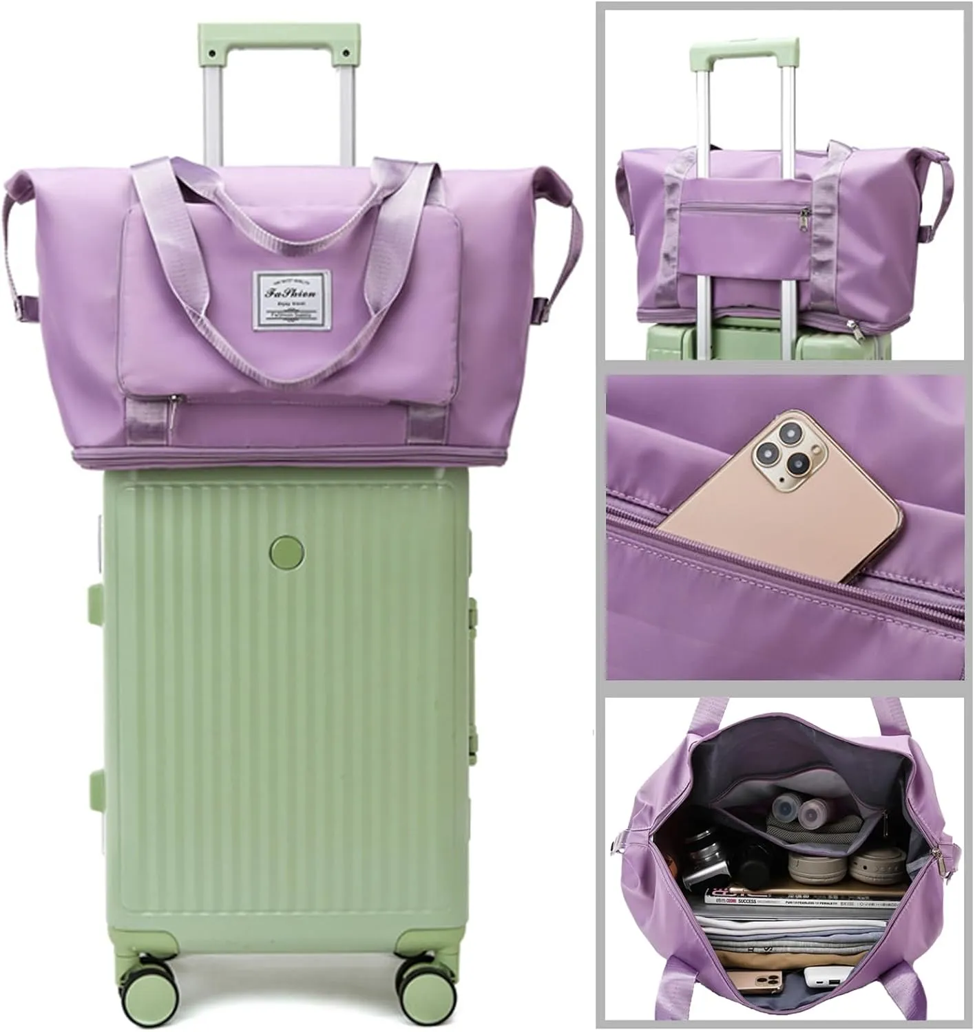 Large Capacity Travel Bag, Foldable Travel Bag, Expandable Travel Duffel Bag, Collapsible Waterproof Large Capacity Travel Handbag, Overnight Bag for Women and Man