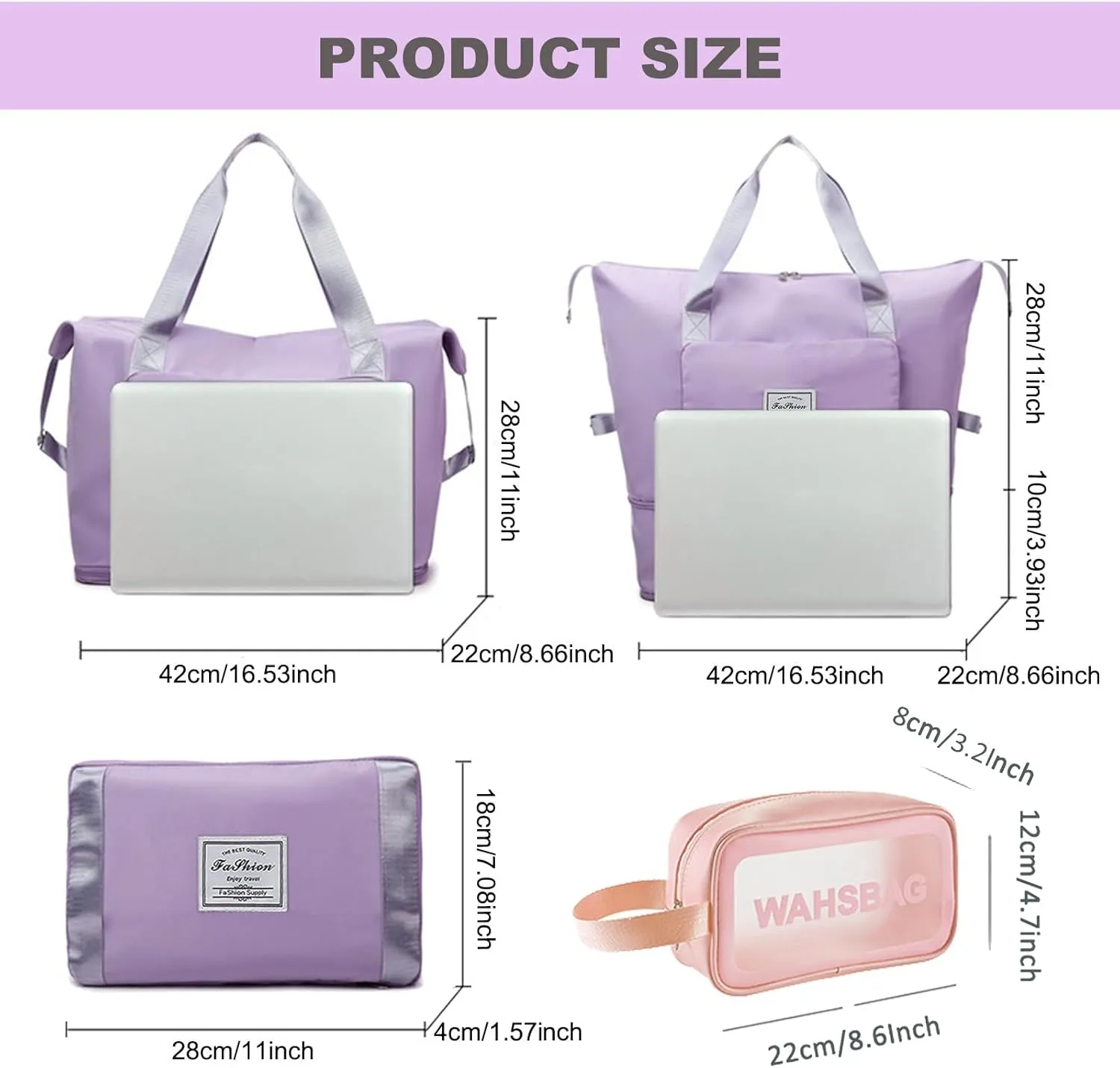 Large Capacity Travel Bag, Foldable Travel Bag, Expandable Travel Duffel Bag, Collapsible Waterproof Large Capacity Travel Handbag, Overnight Bag for Women and Man