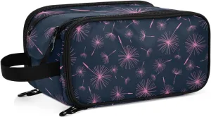 Large Capacity Travel Cosmetic Bag for Women Beautiful Seamless Pattern with Dandelion Fluff Travel Portable Cosmetic Pouch With Handle and Divider Flat Lay Bag Organizer Toiletry Bag Makeup Box for S
