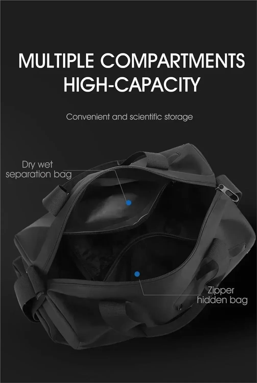 Large Capacity Waterproof Oxford Travel Duffle Bag, Heavy-Duty Gym Bag with Reinforced Zippers & Multiple Compartments, Anti-Scratch Sports Tote for Fitness, Camping, and Weekend Trips(Blue)