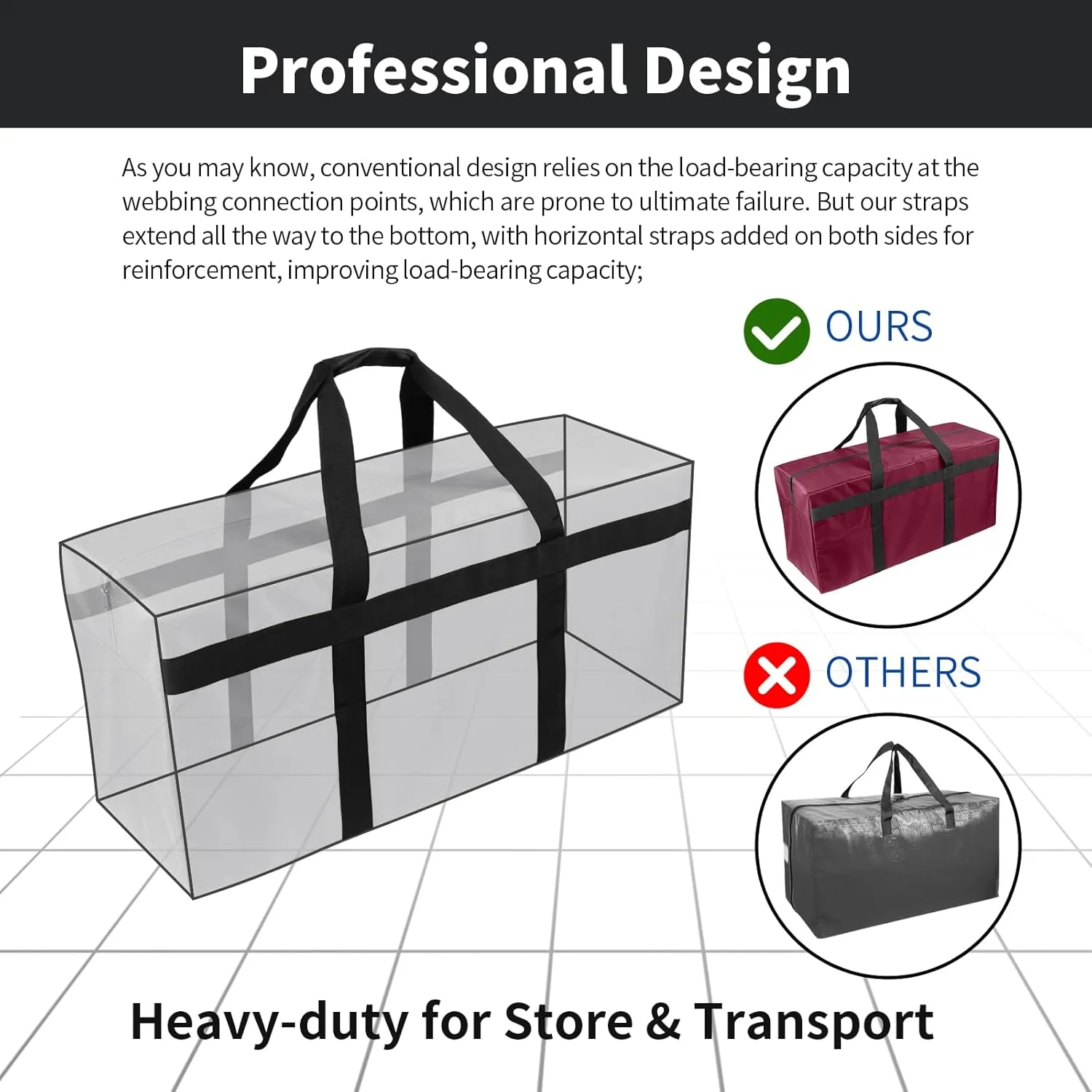 Large Duffle Bag Foldable Storage Bag Heavy Duty Sports Duffel Bag for Travel, Camping, Moving, Storage and More (100L Wine Red)