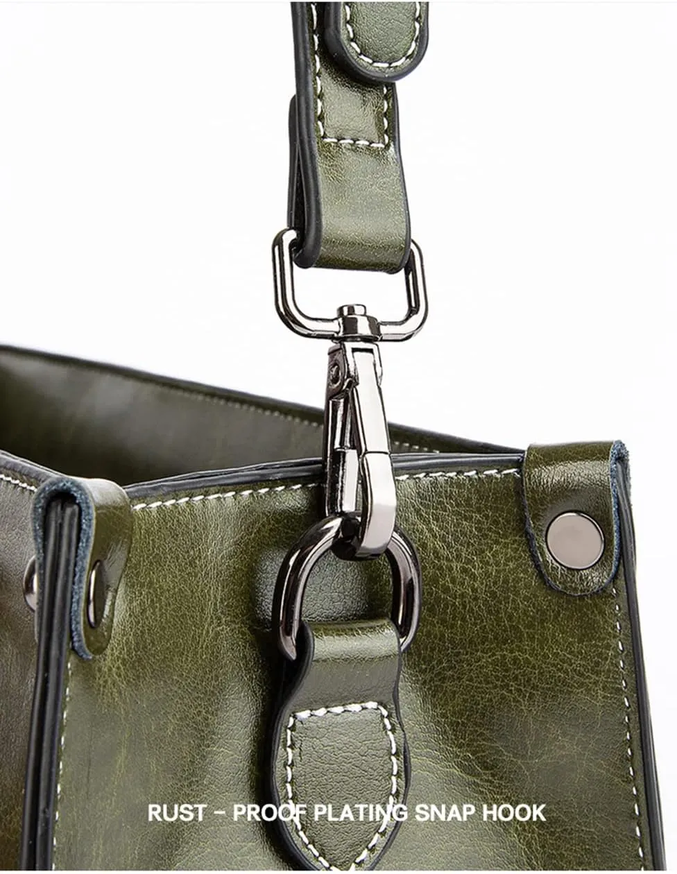 Large Genuine Leather Satchel Handbag for Women - Fashionable Shiny Tote & Crossbody Purse