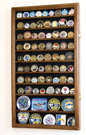 Large Military Challenge Coin Display Case Cabinet Holders Rack 98% UV - Lockable