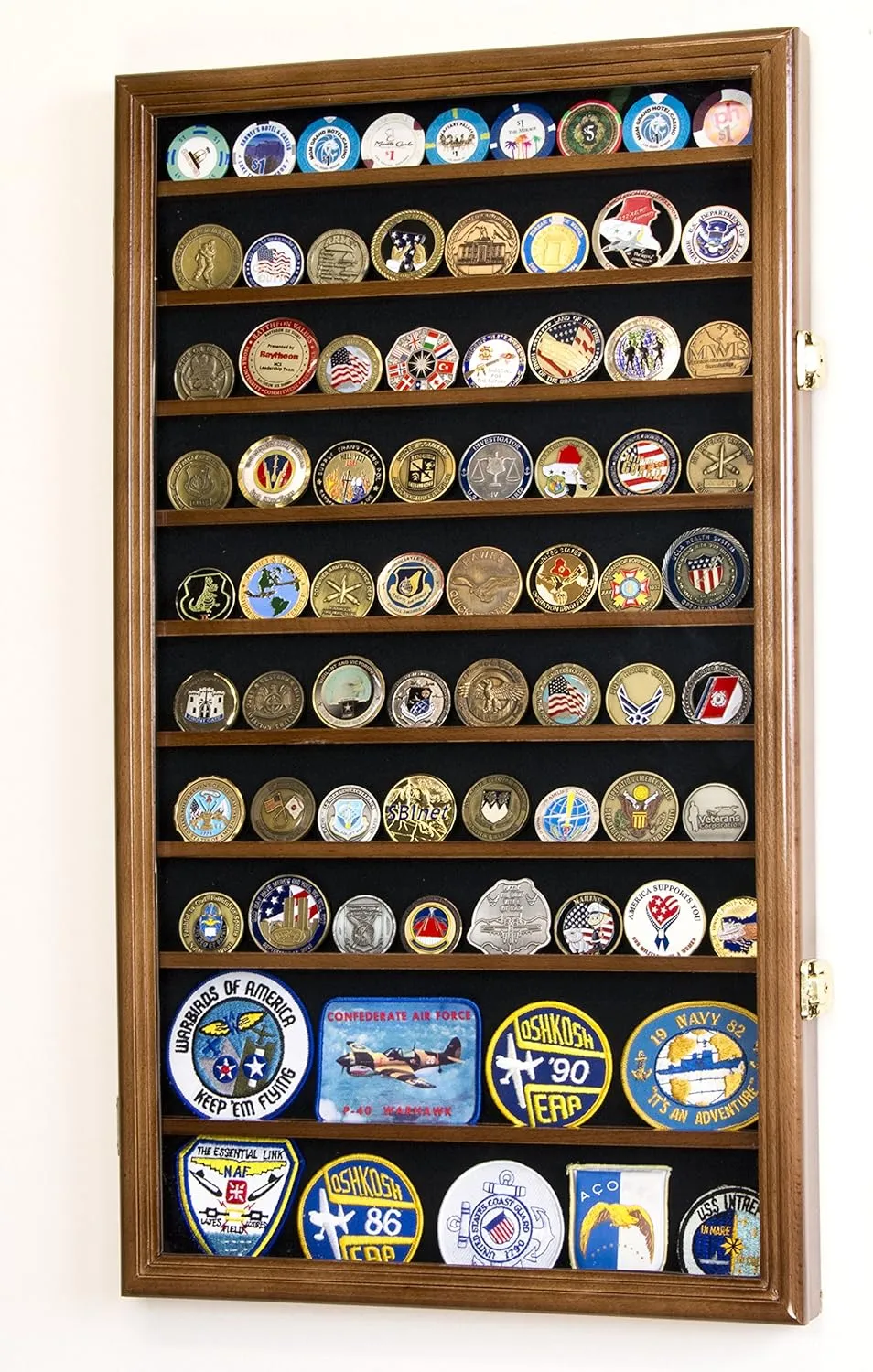 Large Military Challenge Coin Display Case Cabinet Holders Rack 98% UV - Lockable