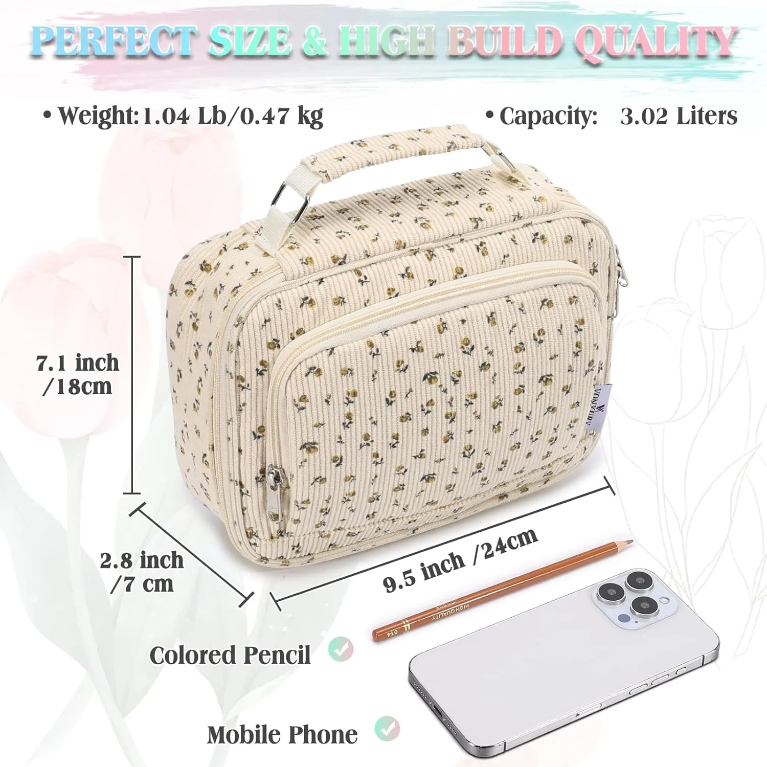 Large Pen Pencil Case,VONXURY High Capacity Art Colored Pencil Pouch Portable Stationery Organizer With 2 Detachable Layers 54 Slots Multiple Zipper Pockets for School Office College