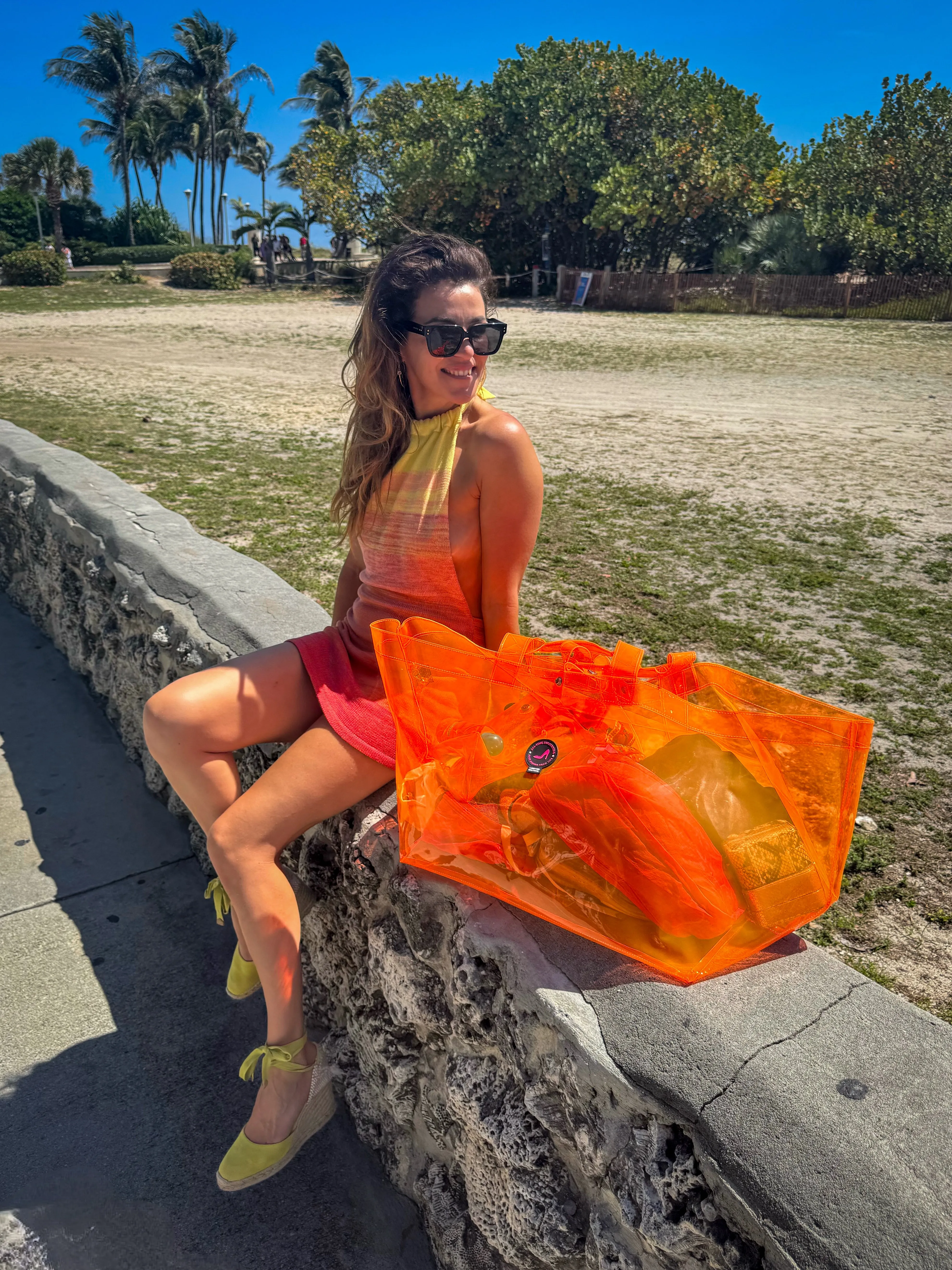 Large tote bag   toiletry bag orange SITGES