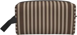 Large Travel Cosmetic Bag – Brown Strip Print Storage Pouch for Toiletries, Makeup – Reusable Organizer with Zipper