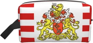 Large Travel Cosmetic Bag â€“ Reusable Dopp Kit, Flag of the Senate of Bremen Full-Print Storage Pouch for Toiletries, Makeup