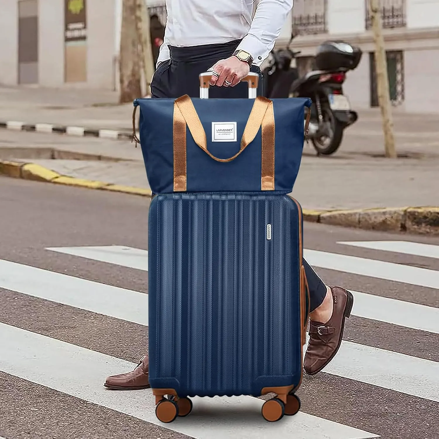 LARVENDER Luggage Set 6 Piece Large Suitcases with Wheels, Suitcase Set ABS Hard Shell Luggage Sets with Spinner Wheels, Carry On Luggage TSA Lock Travel Luggage for Men Women(Navy Blue)