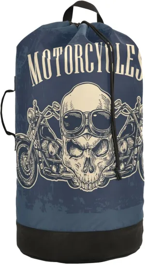 Laundry Backpack Bag Hamper Basket Extra Large Heavy Duty for Dirty Clothes Adjusted Straps for Camp College Dorm Gym Hotel Home 29.3x14.5Inch Navy Blue Skull