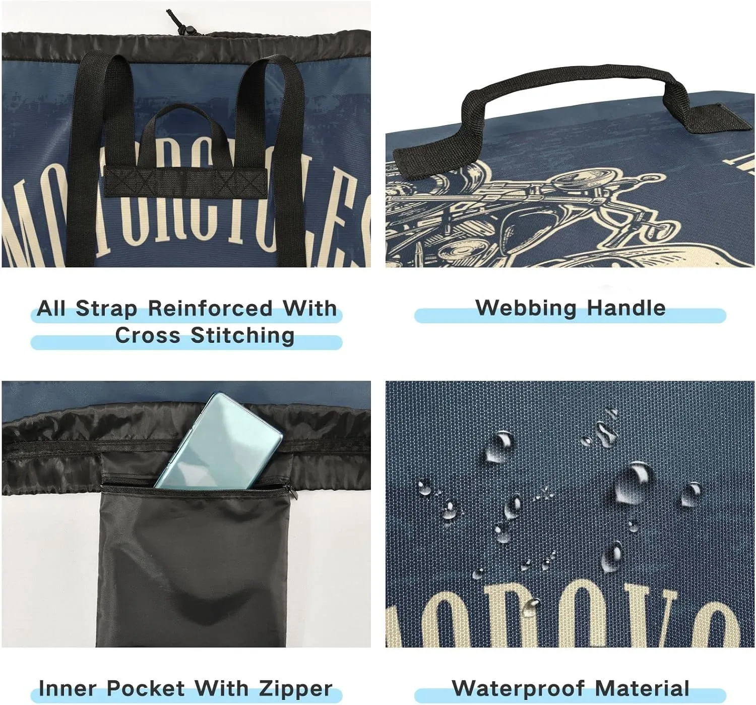 Laundry Backpack Bag Hamper Basket Extra Large Heavy Duty for Dirty Clothes Adjusted Straps for Camp College Dorm Gym Hotel Home 29.3x14.5Inch Navy Blue Skull