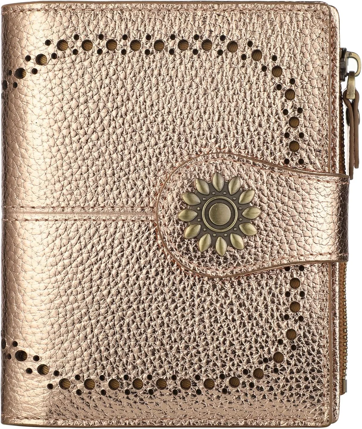 Lavemi Womens Leather Wallet Small Compact RFID Blocking Credit Card Case Purse with Zipper Pocket