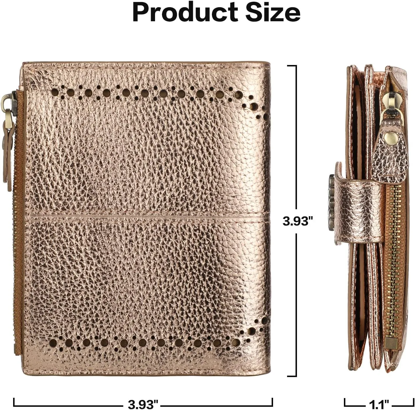 Lavemi Womens Leather Wallet Small Compact RFID Blocking Credit Card Case Purse with Zipper Pocket