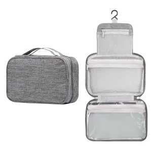 Lcsmaokin Large Capacity Toiletry Bag Travel Bag with Hanging Hook for Men and Women Waterproof Travel Cosmetic Bag Bathroom Storage Bag for Brushes Set,Full-Sized Shampoo,Toiletries,Accessories-Grey