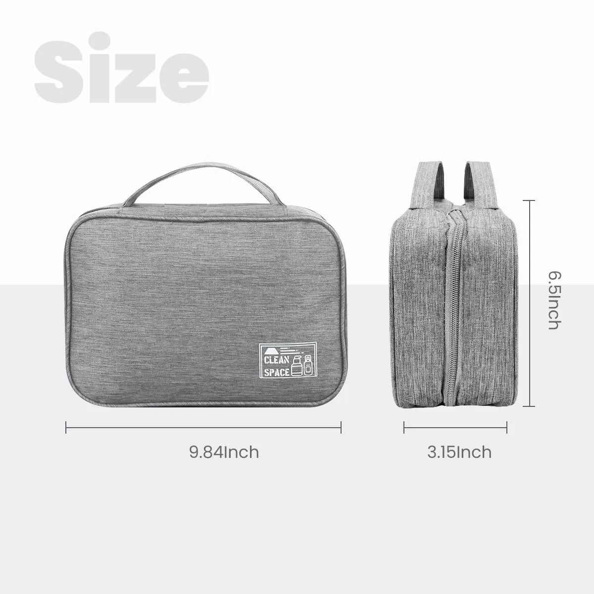 Lcsmaokin Large Capacity Toiletry Bag Travel Bag with Hanging Hook for Men and Women Waterproof Travel Cosmetic Bag Bathroom Storage Bag for Brushes Set,Full-Sized Shampoo,Toiletries,Accessories-Grey