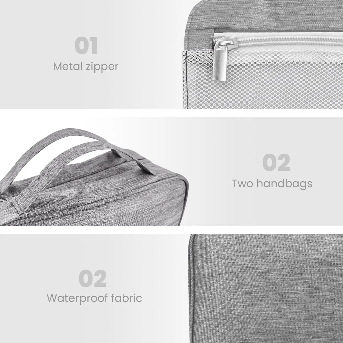 Lcsmaokin Large Capacity Toiletry Bag Travel Bag with Hanging Hook for Men and Women Waterproof Travel Cosmetic Bag Bathroom Storage Bag for Brushes Set,Full-Sized Shampoo,Toiletries,Accessories-Grey