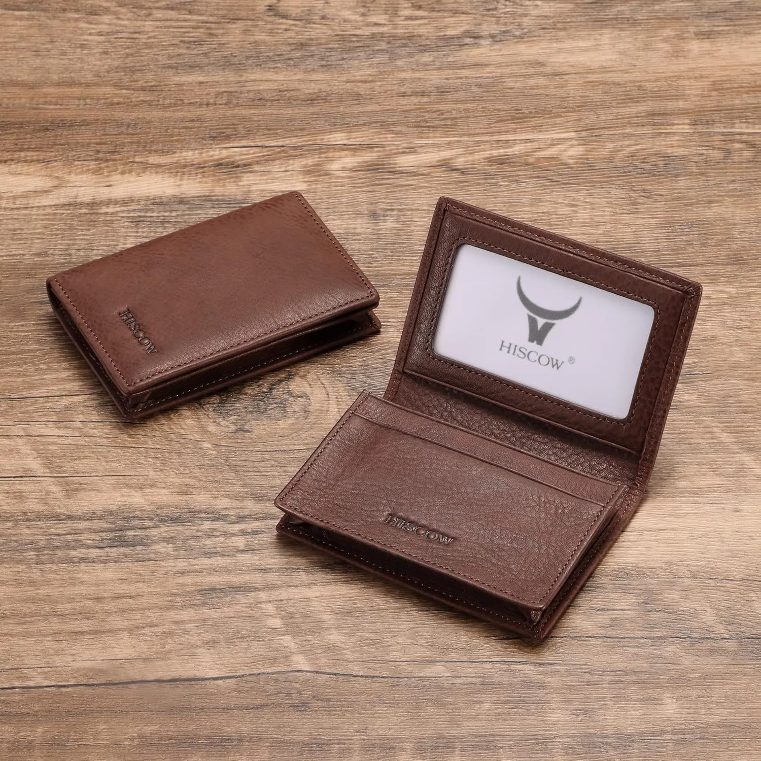 Leather Business Card Case Holder for Men & Women, Italian Calfskin