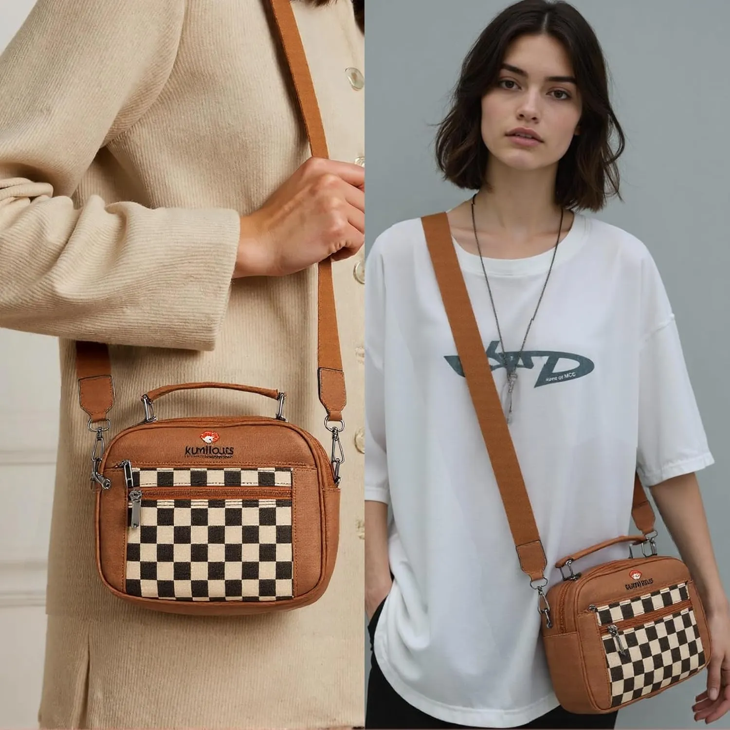 Leather Crossbody Bag for Women,Small Cross Body Trendy Vegan Purses for Women with Adjustable Shoulder Strap