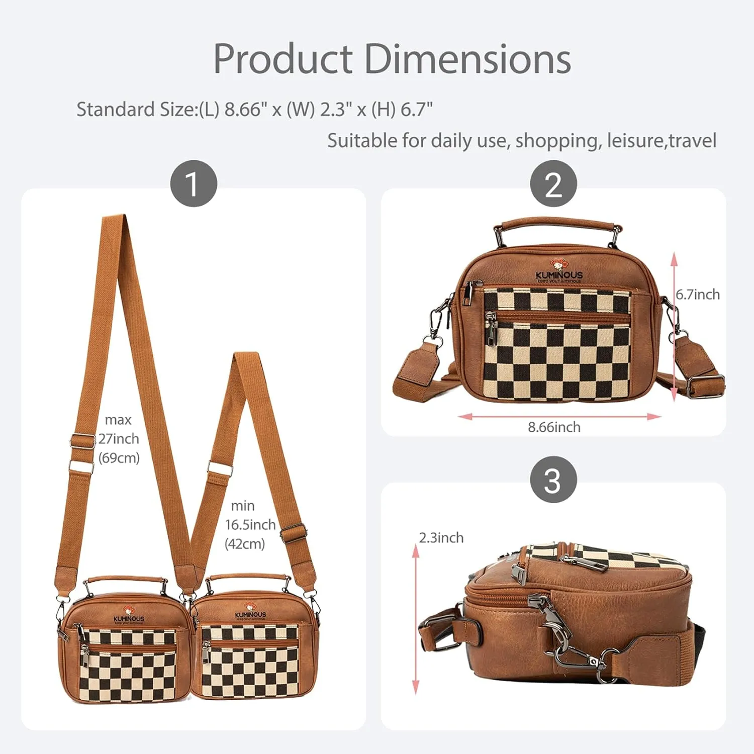 Leather Crossbody Bag for Women,Small Cross Body Trendy Vegan Purses for Women with Adjustable Shoulder Strap