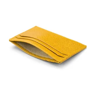 Leather Flat Credit Card Holder - Yellow Saffiano