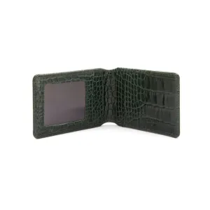 Leather Travel Card Wallet - Green Croc-Effect