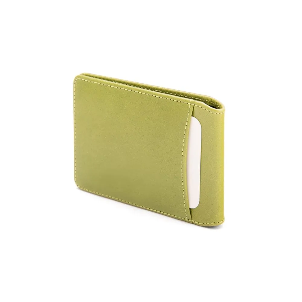 Leather Travel Card Wallet - Lime Green