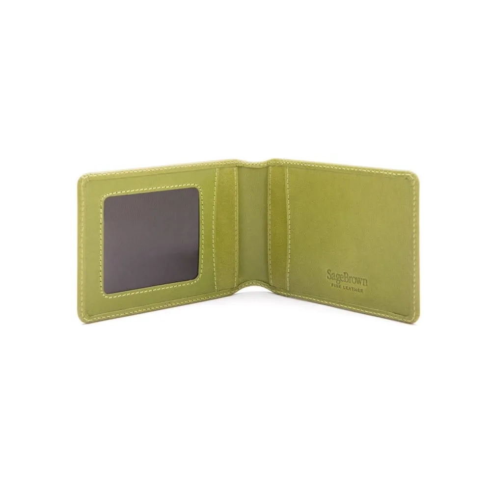 Leather Travel Card Wallet - Lime Green