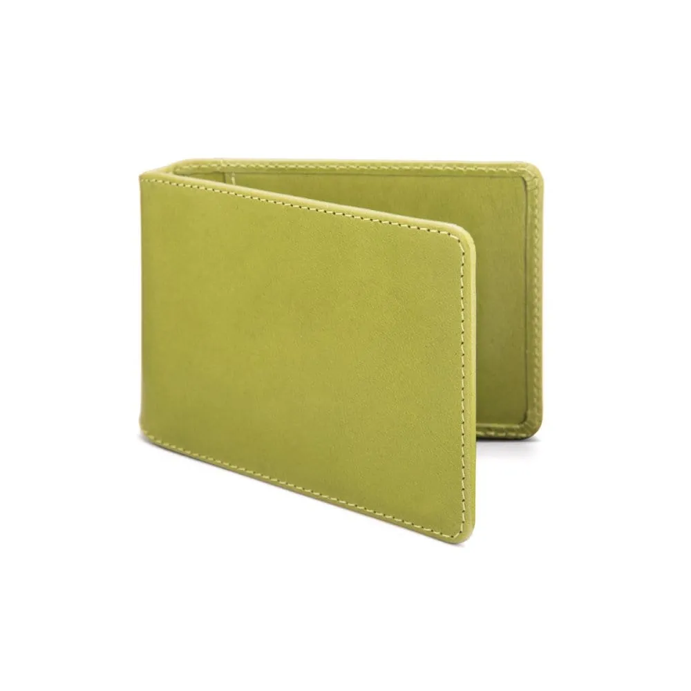 Leather Travel Card Wallet - Lime Green