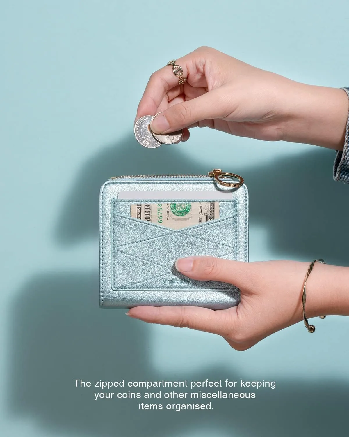 Leather Wallet for Woman RFID Blocking Bifold Small Compact Wallets Zipper Pocket Purse Large Capacity Card Hold Case with ID window