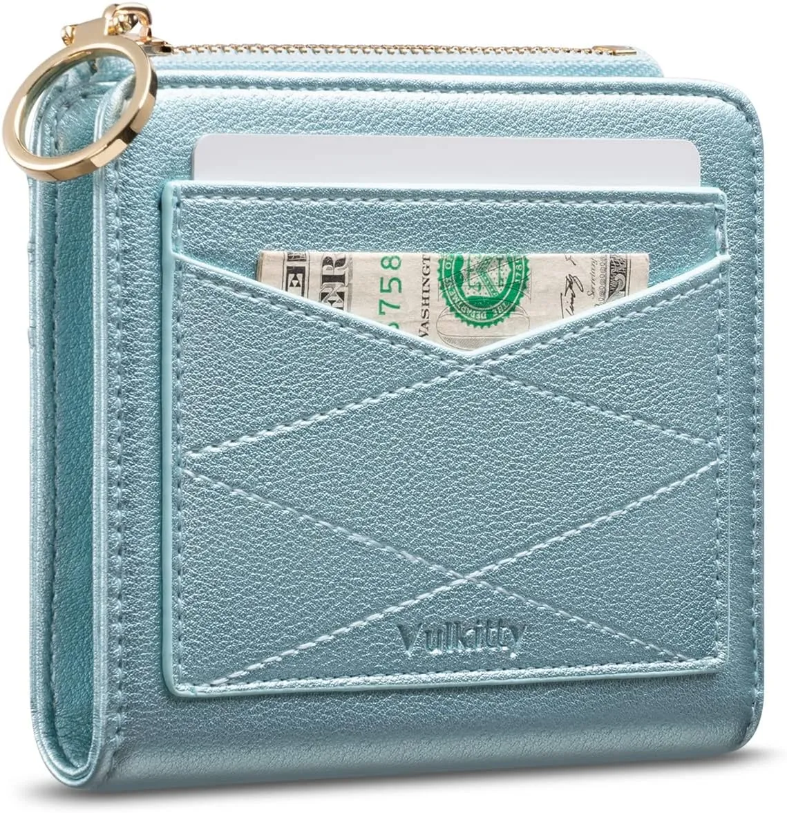 Leather Wallet for Woman RFID Blocking Bifold Small Compact Wallets Zipper Pocket Purse Large Capacity Card Hold Case with ID window