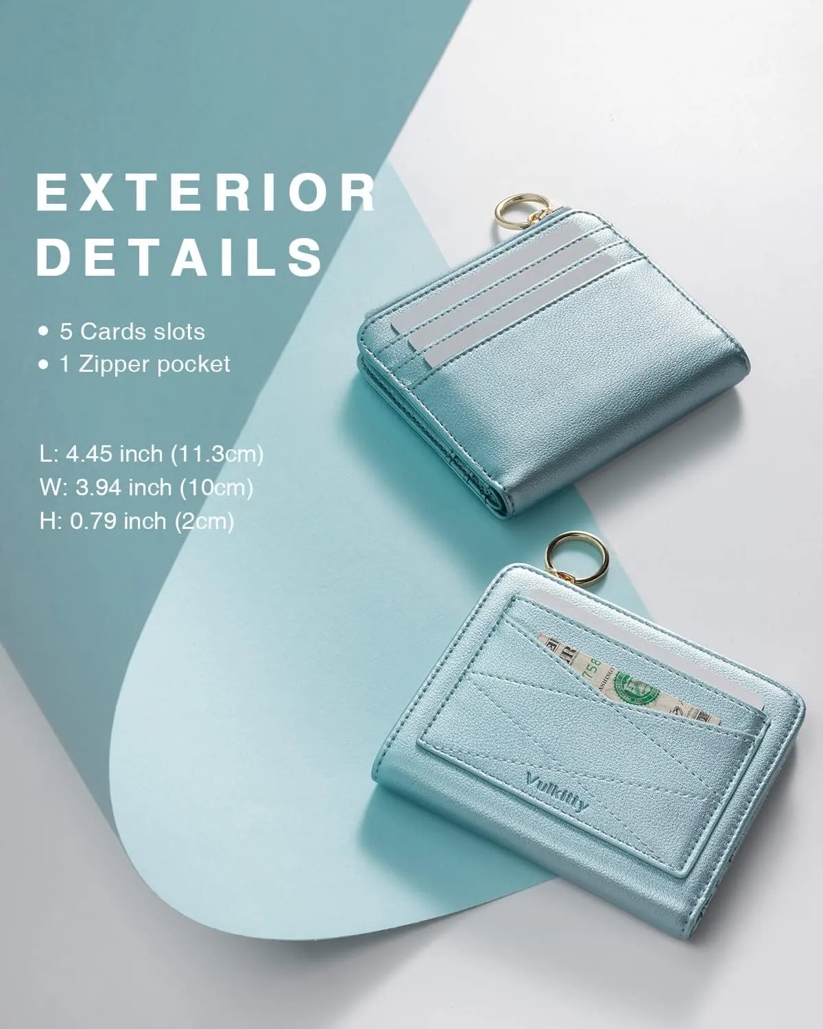 Leather Wallet for Woman RFID Blocking Bifold Small Compact Wallets Zipper Pocket Purse Large Capacity Card Hold Case with ID window