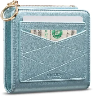 Leather Wallet for Woman RFID Blocking Bifold Small Compact Wallets Zipper Pocket Purse Large Capacity Card Hold Case with ID window