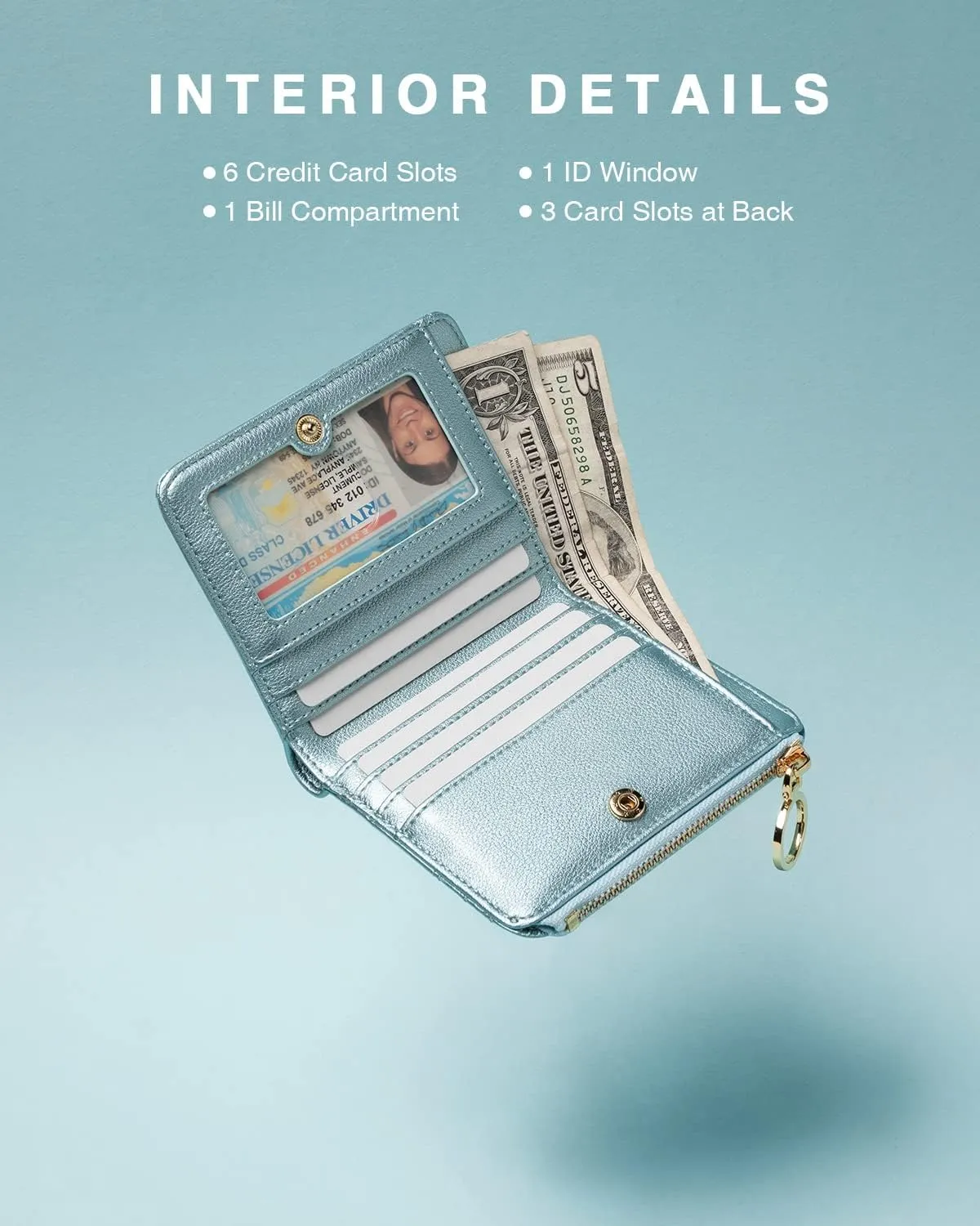Leather Wallet for Woman RFID Blocking Bifold Small Compact Wallets Zipper Pocket Purse Large Capacity Card Hold Case with ID window
