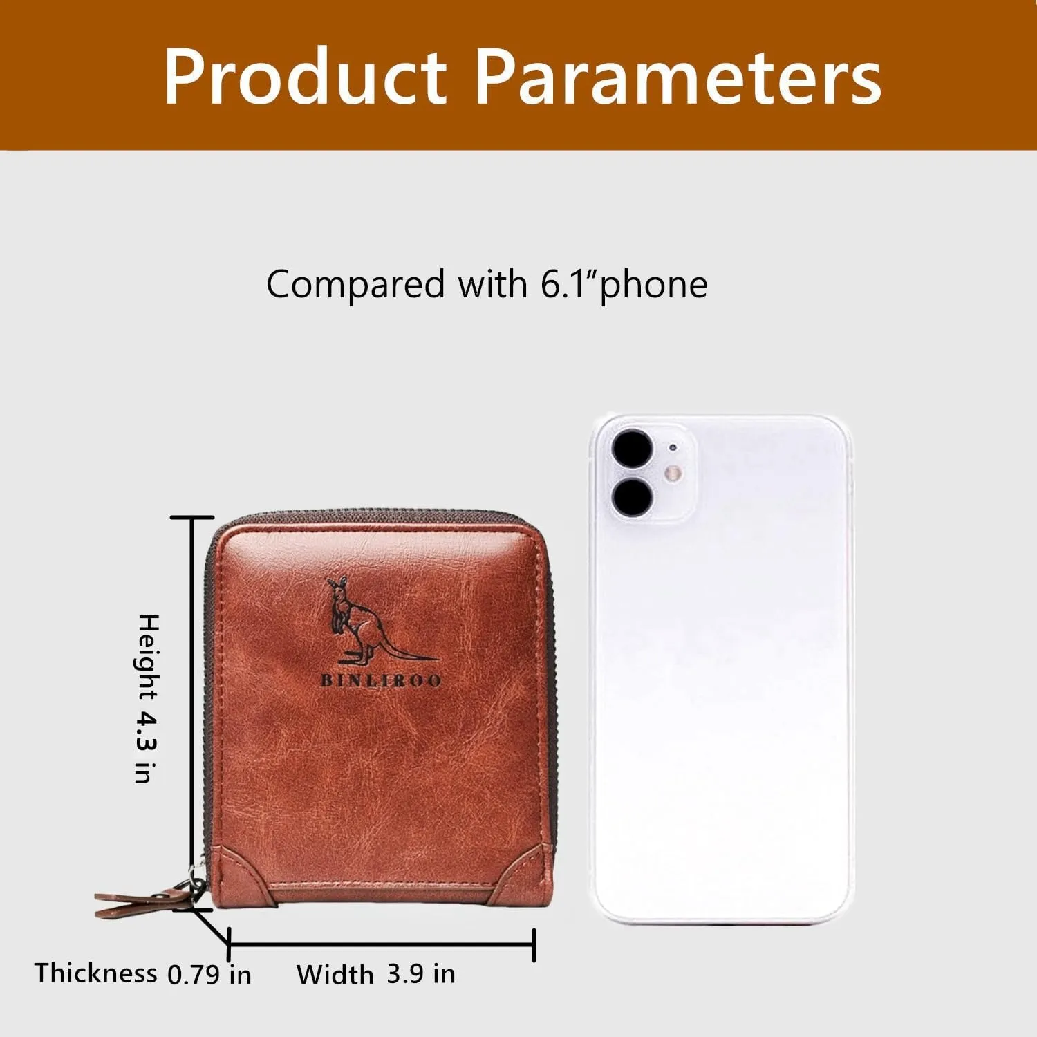 Leather Wallets for Men with RFID Blocking Multi Card Slot Separate ID Card window… (brown2002)