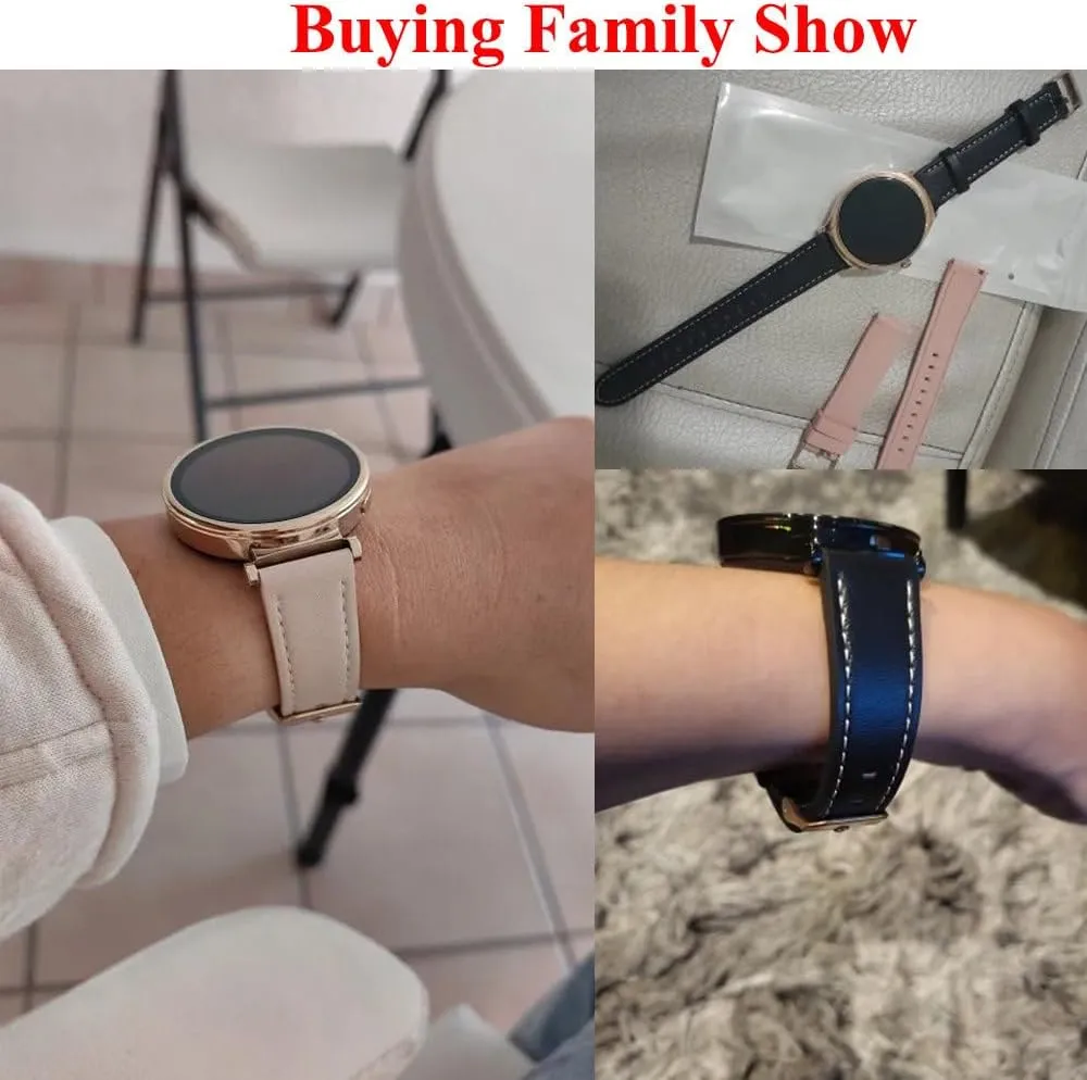 Leather Watch Strap For HUAWEI WATCH GT 4 41mm/Garmin Venu 3S/Venu 2S Wristbands Rose Gold Buckle 18mm Bracelet Wristband