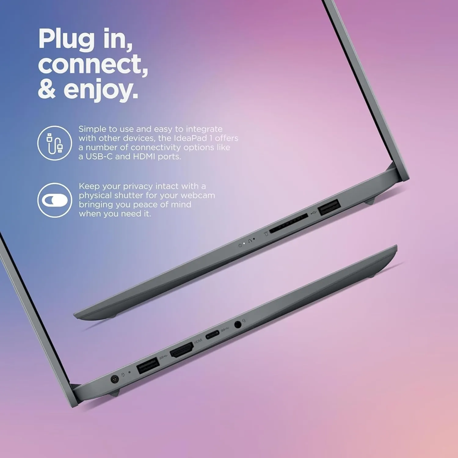 Lenovo IdeaPad 1i Laptop with Microsoft 365 • 36GB RAM • 1TB Cloud Storage and 512GB SSD • Intel Core • 14 Anti-Glare Screen • WiFi-6 • 11HR Battery • Windows 11 w/Earbuds
