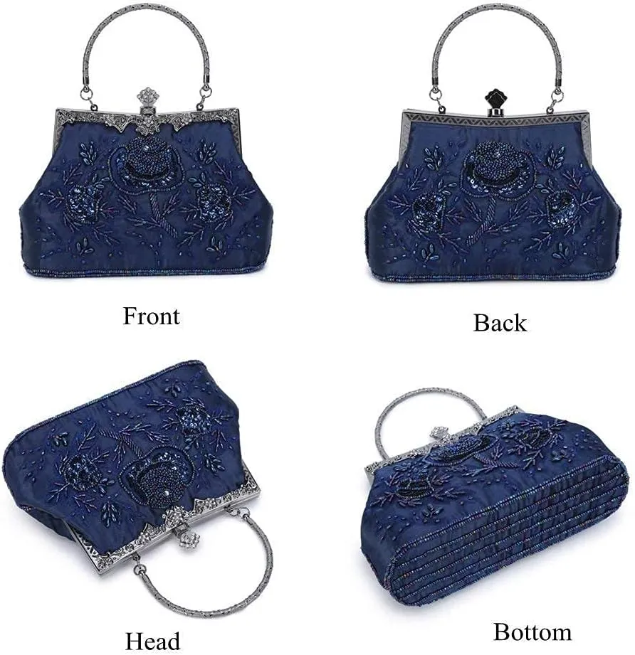LIFEWISH Wedding Clutch Purses for Women Sequin Purse Beaded Bags