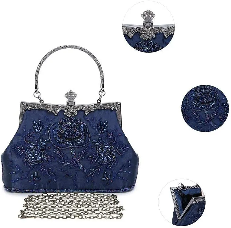 LIFEWISH Wedding Clutch Purses for Women Sequin Purse Beaded Bags