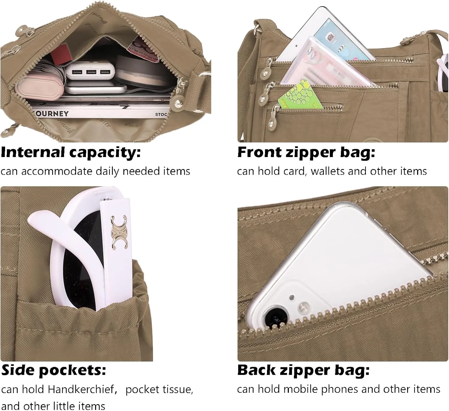Lightweight Crossbody Bag for Women Shoulder Bag Stylish Nylon Messenger Purse Tote Bag Organizer for Travel