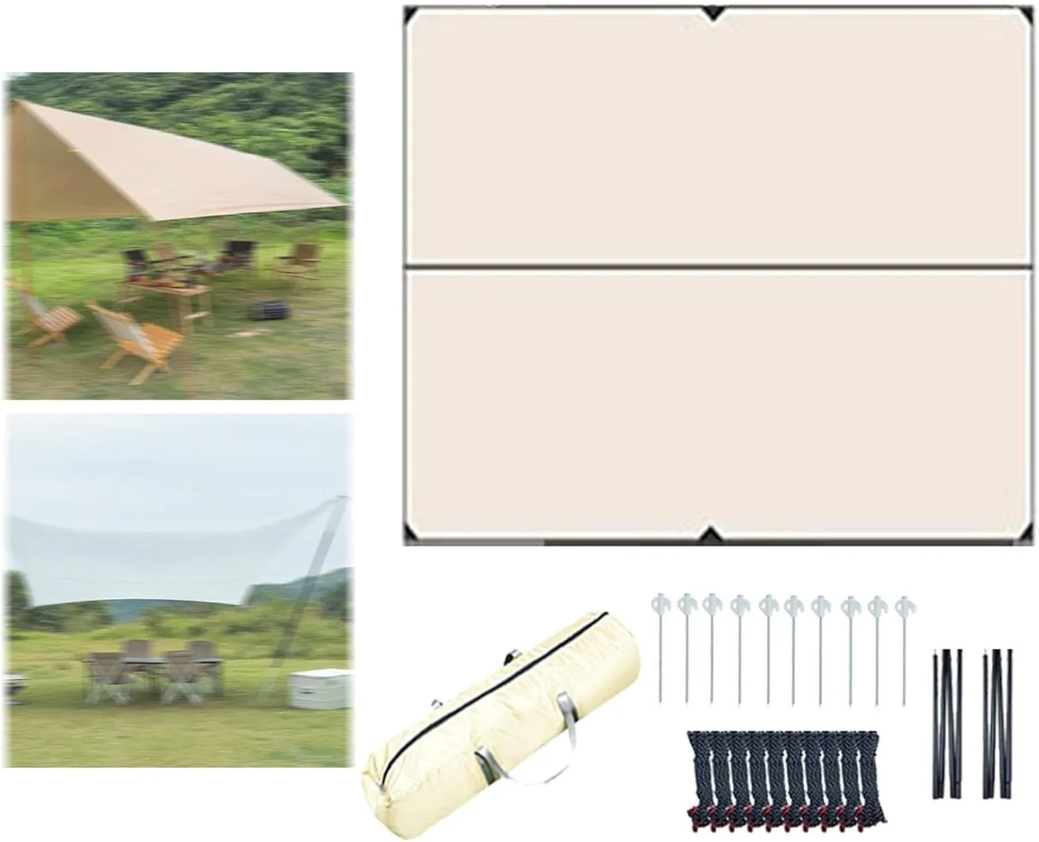 Lightweight Waterproof Camping Shelter for Outdoor Adventures, Khaki