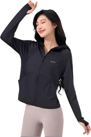 lilaBelle]Lightweight Women's Protection Jacket - Trendy UV-Blocking Outer Layer with Thumb Holes & Removable Hood for -Day Comfort【High-Quality】【Breathable Fabric】