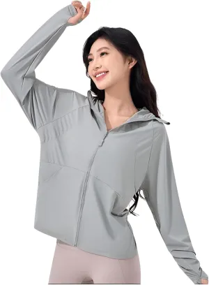 lilaBelle]Lightweight Women's Protection Jacket - Trendy UV-Blocking Outer Layer with Thumb Holes & Removable Hood for -Day Comfort【High-Quality】【Breathable Fabric】