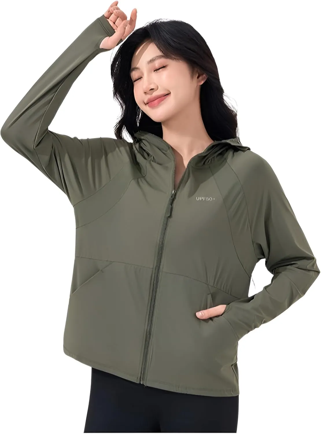 lilaBelle]Lightweight Women's Protection Jacket - Trendy UV-Blocking Outer Layer with Thumb Holes & Removable Hood for -Day Comfort【High-Quality】【Breathable Fabric】