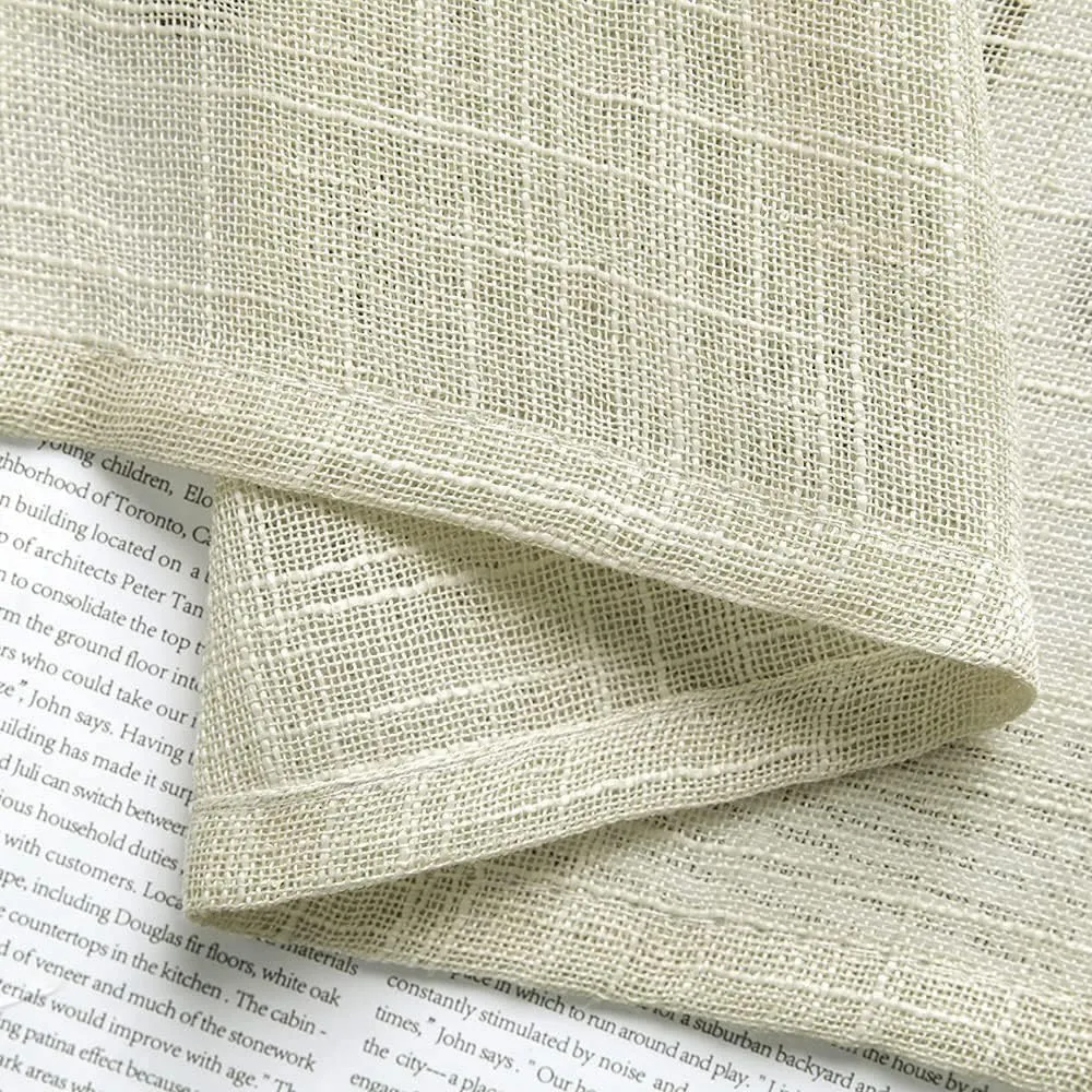 Linen Kitchen Curtains, 36 Inch Length, Half Window, Neutral, Casual Faux Linen Look, Rod Pocket, Cafe, Short, Semi Sheer, Beach Curtains for Bathroom, Small Window Treatment, Tier, Natural Beige/Tan