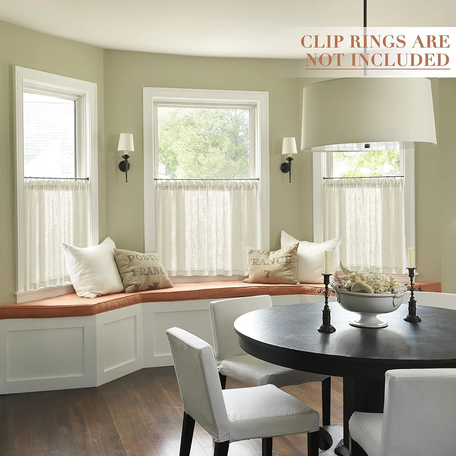 Linen Kitchen Curtains, 36 Inch Length, Half Window, Neutral, Casual Faux Linen Look, Rod Pocket, Cafe, Short, Semi Sheer, Beach Curtains for Bathroom, Small Window Treatment, Tier, Natural Beige/Tan
