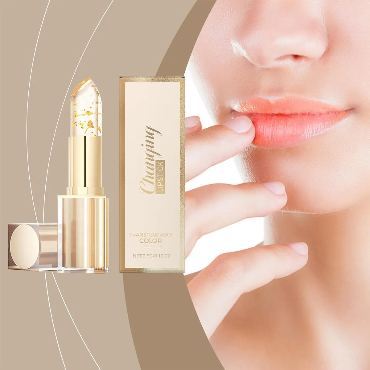 Lipstick Color Changing Long Lasting, Bymolia Color Changing Lipsticks, Transferproof Gold Crystal Colors Changings Lip Stick For Women, Moisturizing Glossy Shine Lip Gloss (1PCS)