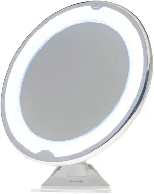 LitezAll Vanity Makeup Mirror - 10x Magnifying Mirror with Light, Battery Powered Portable Suction Cup Base for Travel, Table Mirror That Swivels in Any Direction for Women