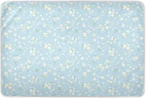 Little Flowers Blue Extra Large Resuable Potty Training Pee Pad Waterproof Washable Potty Training Sheets Cover Machine Washable Pad Liner for Infant Baby 52" L x 34" W